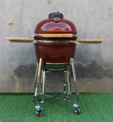18 İnç Seramik Barbekü Izgarası Tropikal Kırmızı Renk 48cm