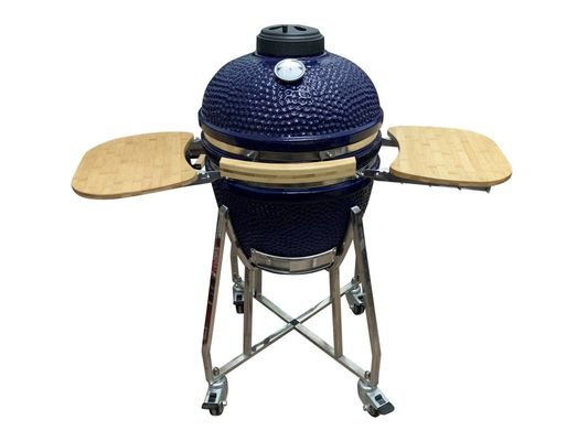 Araba ve Yan Sehpalar ile Seramik 18 İnç Kamado Izgara Mavi Renk 48cm