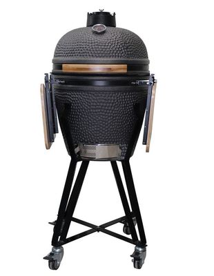Seramik 20 İnç Kamado Izgara Kömür Izgara Mat Siyah Renk 51cm Sepetli ve Yan Sehpalar