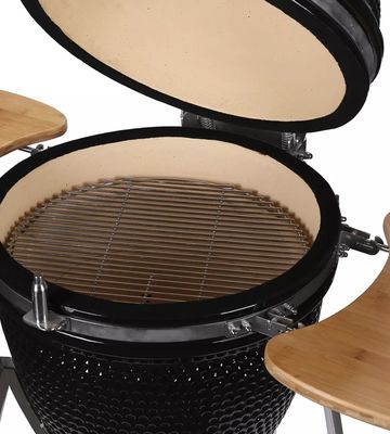 Seramik Dış Mekan 24 İnç Kamado Izgara Kömür Siyah Renk 61cm Sepet ve Yan Sehpalar