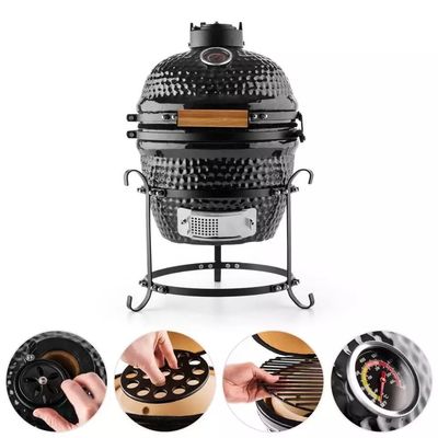 13 İnç 32cm Kömür Barbekü Seramik Izgara Açık Siyah