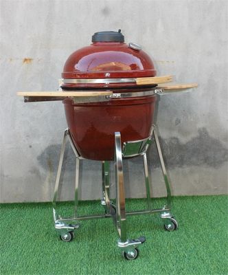 18 İnç Kamado Barbekü Izgara Sigara İçen Seramik Tropikal Kırmızı Renk 48cm
