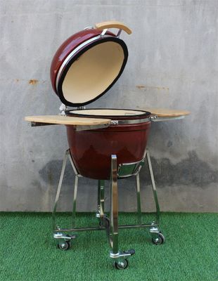 18 İnç Seramik Barbekü Tropikal Kırmızı Renk 48cm Paslanmaz Çelik