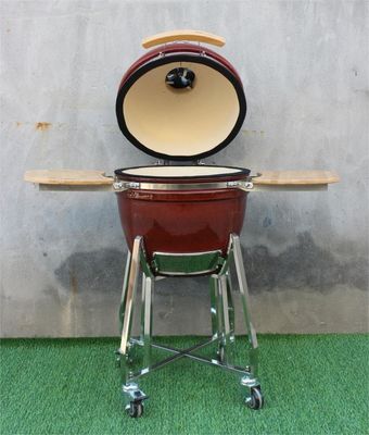 18 İnç Kamado Barbekü Izgara Sigara İçen Seramik Tropikal Kırmızı Renk 48cm
