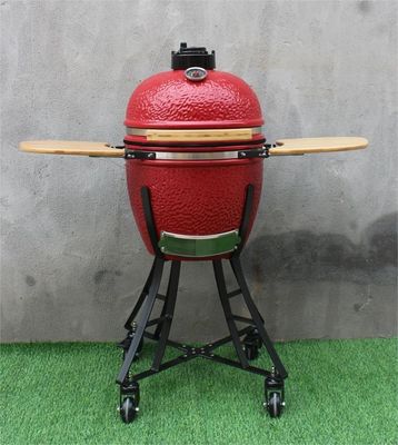 Royal Red Color 44cm Seramik Kamado Izgara 17 İnç Sepetli ve Yan Sehpalı