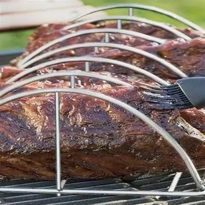 41x25.5x12cm Kamado Izgara Aksesuarları Sigara Ve Izgara İçin Paslanmaz Çelik Kaburga Rafı