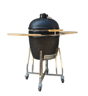 Açık Kömür Seramik Kamado Izgara 22 İnç Siyah Renkli Paslanmaz Çelik