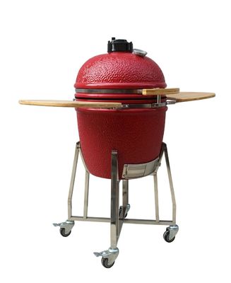 Kırmızı Renkli Seramik Kamado Izgara 22 İnç Açık Kömür Isıya Dayanıklı Mullite