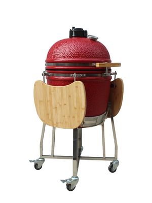 22 inç Seramik Kömür Izgara Açık Kamado Kırmızı Renk Ateş Direnci