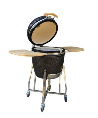 Açık Kömür 22 İnç Kamado Izgara Yüksek Dereceli Pişmiş Direnç Parlak Siyah