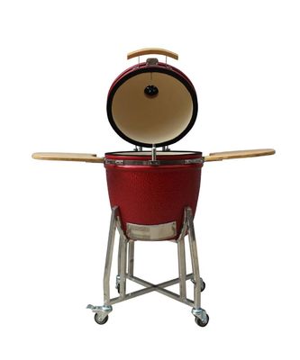 Kırmızı Renkli Seramik Kamado Izgara 22 İnç Açık Kömür Isıya Dayanıklı Mullite