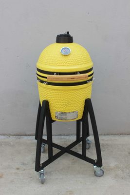 Keramik 16 inç Kamado Grill Demir Kömür Limon Rengi 40cm Arabayla ve yan masalar olmadan