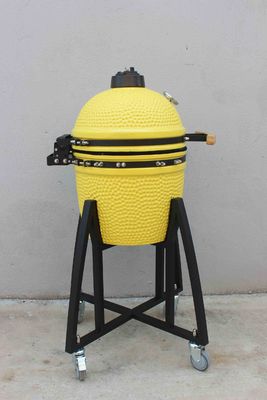 Keramik 16 inç Kamado Grill Demir Kömür Limon Rengi 40cm Arabayla ve yan masalar olmadan