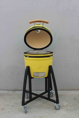 Keramik 16 inç Kamado Grill Demir Kömür Limon Rengi 40cm Arabayla ve yan masalar olmadan